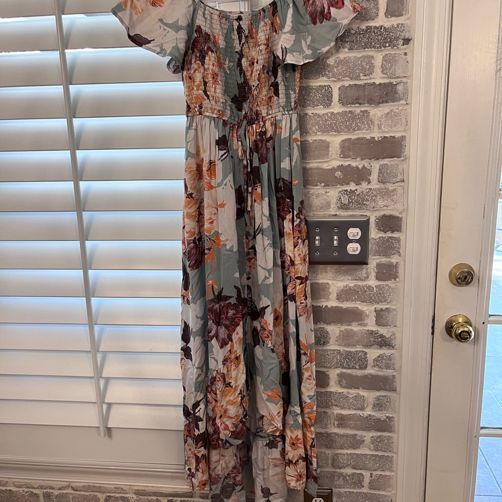 Smocked Flutter Sleeve Midi Sundress Size S - image 2